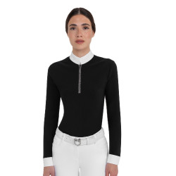 Dameswedstrijdpolo met lange mouwen met strass Equestro dames Dameswedstrijdpolo met lange mouwen met strass Equestro dames
