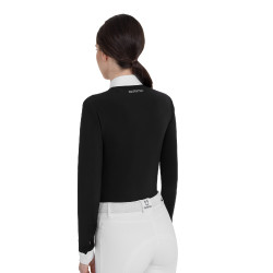 Dameswedstrijdpolo met lange mouwen met strass Equestro dames Dameswedstrijdpolo met lange mouwen met strass Equestro dames