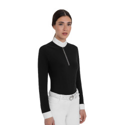 Dameswedstrijdpolo met lange mouwen met strass Equestro dames Dameswedstrijdpolo met lange mouwen met strass Equestro dames