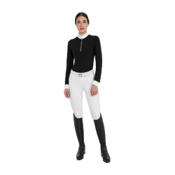 Dameswedstrijdpolo met lange mouwen met strass Equestro dames Dameswedstrijdpolo met lange mouwen met strass Equestro dames