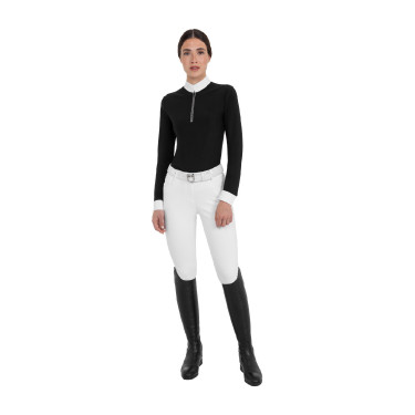 Dameswedstrijdpolo met lange mouwen met strass Equestro dames Dameswedstrijdpolo met lange mouwen met strass Equestro dames