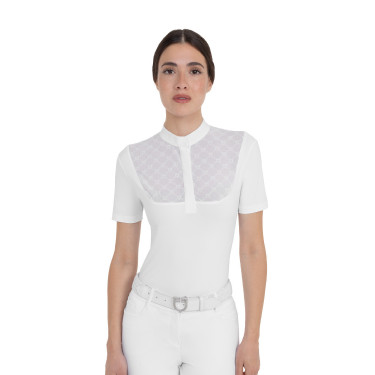 Dameswedstrijdpolo met tule inzetten Equestro dames