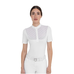 Polo de concours femme avec inserts en tulle Equestro Polo de concours femme avec inserts en tulle Equestro