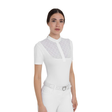 Polo de concours femme avec inserts en tulle Equestro Polo de concours femme avec inserts en tulle Equestro