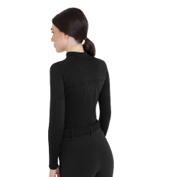 Polo d’entraînement femme en maille technique zippée Equestro Polo d’entraînement femme en maille technique zippée Equestro