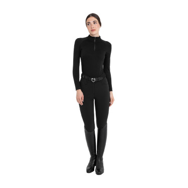 Polo d’entraînement femme en maille technique zippée Equestro Polo d’entraînement femme en maille technique zippée Equestro
