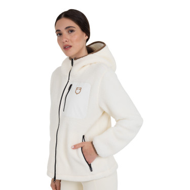 Sweat à capuche zippé femme en polaire teddy Equestro Sweat à capuche zippé femme en polaire teddy Equestro