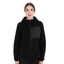 Dameshoodie van teddyfleece met capuchon en rits Equestro dames Zwart / zwart