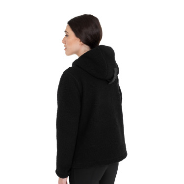 Sweat à capuche zippé femme en polaire teddy Equestro Noir / noir