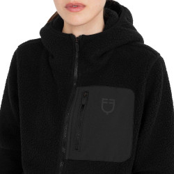 Dameshoodie van teddyfleece met capuchon en rits Equestro dames Zwart / zwart
