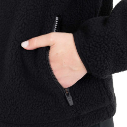 Sweat à capuche zippé femme en polaire teddy Equestro Noir / noir