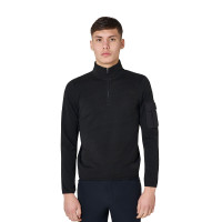 Sweat-shirt homme à col montant en polaire fermeture éclair 3/4 Equestro Noir