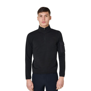 Sweat-shirt homme à col montant en polaire fermeture éclair 3/4 Equestro Sweat-shirt homme à col montant en polaire fermeture éclair 3/4 Equestro