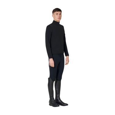 Herenfleece met hoge kraag van fleece met driekwart ritssluiting Equestro heren Herenfleece met hoge kraag van fleece met driekwart ritssluiting Equestro heren