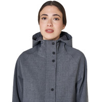 Dames softshell jas lang in wolmix met achteropening Equestro