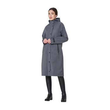 Dames softshell jas lang in wolmix met achteropening Equestro