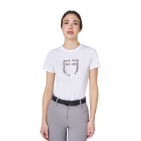 Dames T-shirt met Equestro-logo in folie Wit / zilver