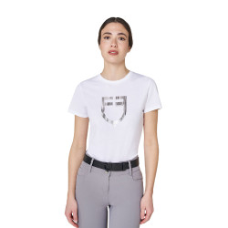 T-shirt femme avec logo en feuille Equestro Blanc / argent T-shirt femme avec logo en feuille Equestro Blanc / argent