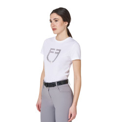 T-shirt femme avec logo en feuille Equestro Blanc / argent T-shirt femme avec logo en feuille Equestro Blanc / argent