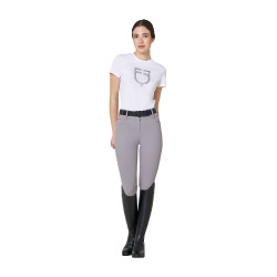 Dames T-shirt met Equestro-logo in folie Wit / zilver Dames T-shirt met Equestro-logo in folie Wit / zilver