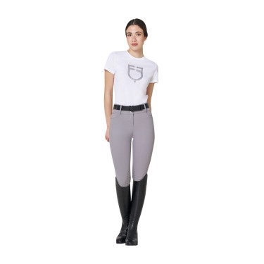 T-shirt femme avec logo en feuille Equestro Blanc / argent T-shirt femme avec logo en feuille Equestro Blanc / argent