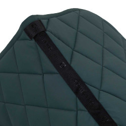 Springzadelonderlegger met ruitstiksel en geborduurd Equestro-logo Donkergroen / zwart