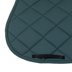 Tapis de selle de saut avec matelassage en losanges et logo brodé Equestro Vert sapin / noir