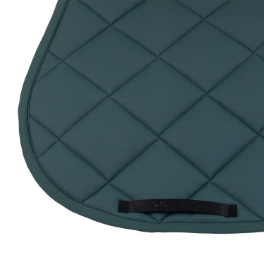 Tapis de selle de saut avec matelassage en losanges et logo brodé Equestro Vert sapin / noir