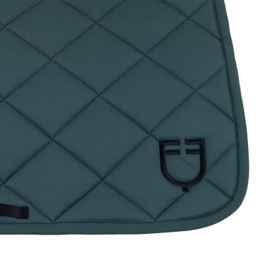Springzadelonderlegger met ruitstiksel en geborduurd Equestro-logo Donkergroen / zwart