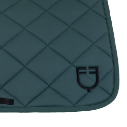 Tapis de selle de saut avec matelassage en losanges et logo brodé Equestro Vert sapin / noir