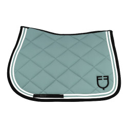 Tapis de saut Double Stripes en tissu technique Equestro Gris ardoise / noir