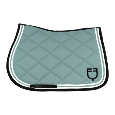 Tapis de saut Double Stripes en tissu technique Equestro Gris ardoise / noir