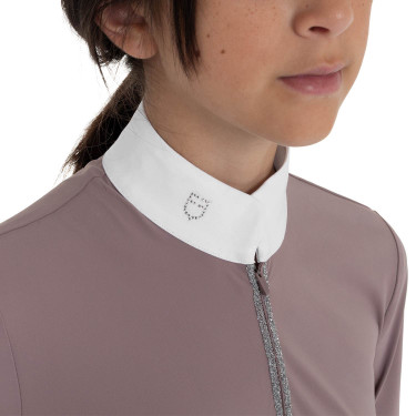 Wedstrijdpoloshirt voor meisjes met lange mouwen met strass Equestro kinderen Wedstrijdpoloshirt voor meisjes met lange mouwen met strass Equestro kinderen