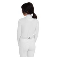 Polo de concours fille à manches longues avec strass Equestro Antler Beige