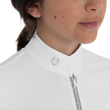 Wedstrijdpoloshirt voor meisjes met lange mouwen met strass Equestro kinderen