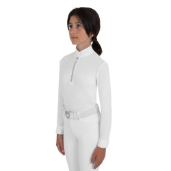 Polo de concours fille à manches longues avec strass Equestro