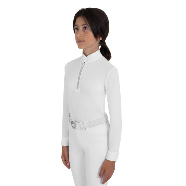 Polo de concours fille à manches longues avec strass Equestro