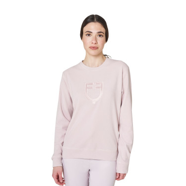 Sweatshirt femme col rond en polaire Equestro Violet feutré