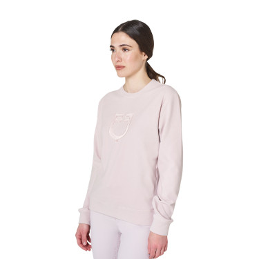 Dames sweatshirt met ronde hals in fleece Equestro Viltachtig violet