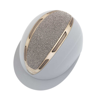 Cap Apocalypse dames met beklede schaal en strass Astm F1163-23 goedkeuring Equestro IJsgrijs / gmt