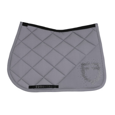 Tapis de selle de saut logo en strass Equestro Gris givré / gris givré