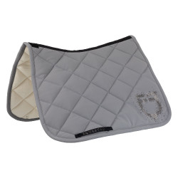 Tapis de selle de dressage Equestro logo en strass Gris givré / gris givré