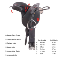 Selle bardette cuir équipée T de T Havane foncé Selle bardette cuir équipée T de T Havane foncé