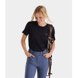 Damespaardrij-T-shirt van Horse Pilot in merinowol Donkere nacht Zwart