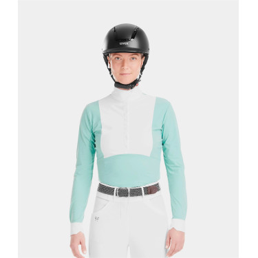 Polo de concours Monica Horse Pilot manches longues femme Sea green Vert