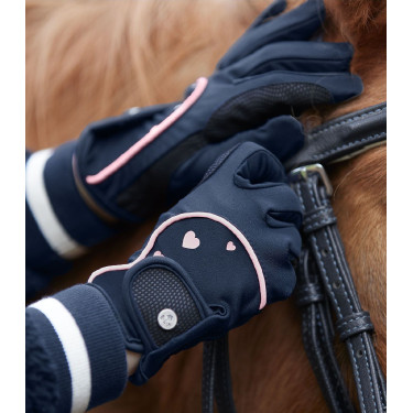 Gants d'équitation ELT Metropolitan Heart enfant Bleu nocturne / lucky Gants d'équitation ELT Metropolitan Heart enfant Bleu nocturne / lucky