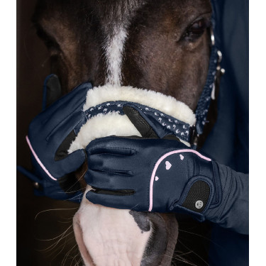 Gants d'équitation ELT Metropolitan Heart enfant Bleu nocturne / lucky Gants d'équitation ELT Metropolitan Heart enfant Bleu nocturne / lucky
