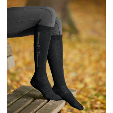 Chaussettes d'équitation ELT unisexe mérinos Noir