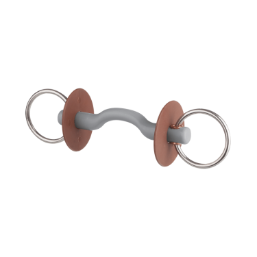 Mors de filet Beris canon passage de langue anneau 6 cm Doux Gris