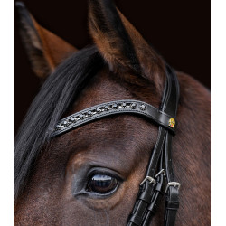 Bridon verni Waldhausen S-Line Blackshine muserolle combinée pull back Noir Bridon verni Waldhausen S-Line Blackshine muserolle combinée pull back Noir